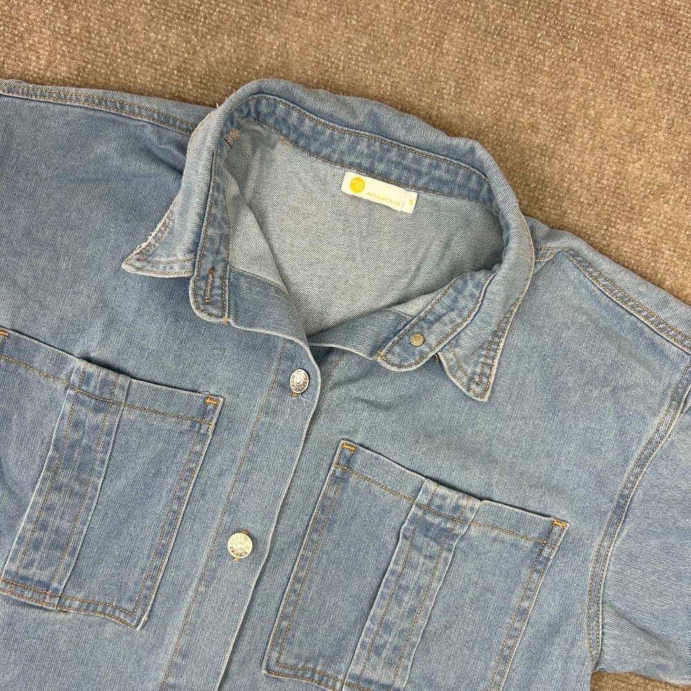Caco Denim Shirt Womens Small Blue Streetwear Relaxed Fit Collared Button Up